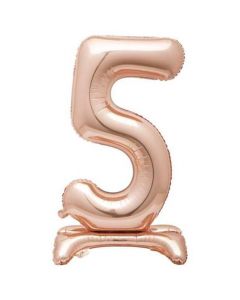 30" Rose Gold Stand Up Number 5 Foil Balloon Unique
