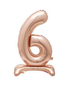 30" Rose Gold Stand Up Number 6 Foil Balloon Unique