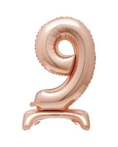 30" Rose Gold Stand Up Number 9 Foil Balloon Unique