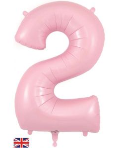 34" Matte Pink Number 2 Foil Balloon Oaktree