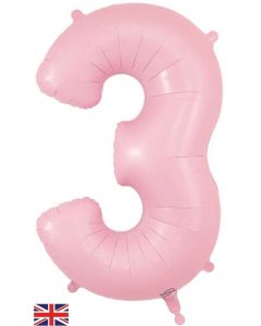 34" Matte Pink Number 3 Foil Balloon Oaktree