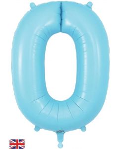 34" Matte Blue Number 0 Foil Balloon Oaktree