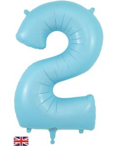 34" Matte Blue Number 2 Foil Balloon Oaktree