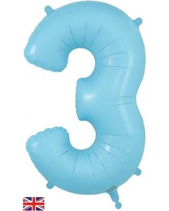 34" Matte Blue Number 3 Foil Balloon Oaktree