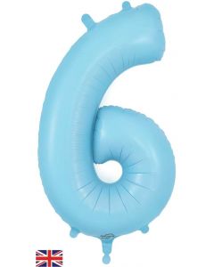 34" Matte Blue Number 6 Foil Balloon Oaktree