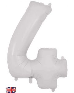 34" Matte White Number 4 Foil Balloon Oaktree
