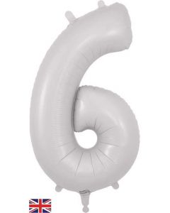 34" Matte White Number 6 Foil Balloon Oaktree