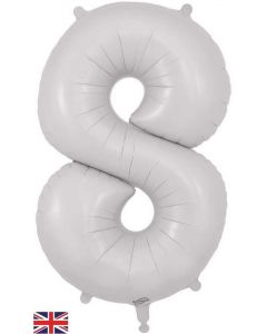 34" Matte White Number 8 Foil Balloon Oaktree