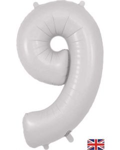 34" Matte White Number 9 Foil Balloon Oaktree