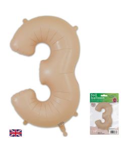 34" Nude Number 3 Foil Balloon Oaktree