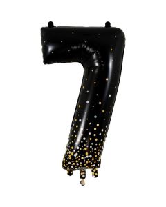 34" Number 7 Holographic Black Gold Foil Balloon Oaktree