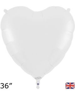 36" White Heart Foil Balloon Oaktree