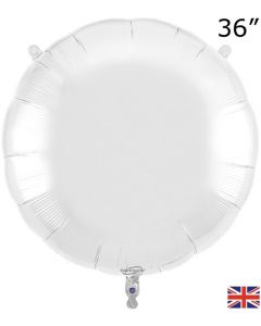 36" White Round Foil Balloon Oaktree