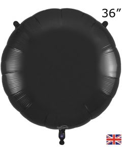 36" Black Round Foil Balloon Oaktree