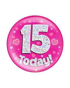 Age 15 Pink Jumbo Badge Oaktree