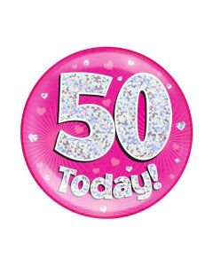 Age 50 Pink Jumbo Badge Oaktree