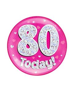 Age 80 Pink Jumbo Badge Oaktree