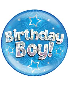6" Jumbo Badge Bday Boy Blue Holo Oaktree