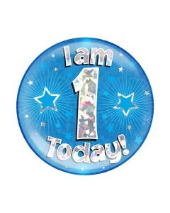 Age 1 Blue Holographic Jumbo Badge Oaktree