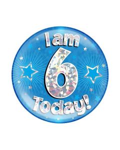 Age 6 Blue Holographic Jumbo Badge Oaktree