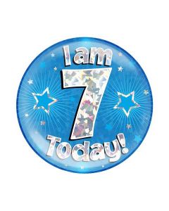 Age 7 Blue Holographic Jumbo Badge Oaktree