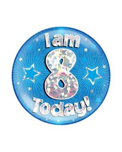Age 8 Blue Holographic Jumbo Badge Oaktree