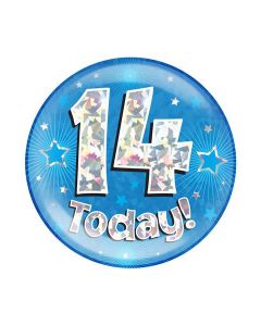 Age 14 Blue Holographic Jumbo Badge Oaktree