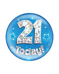 Age 21 Blue Holographic Jumbo Badge Oaktree