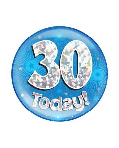 Age 30 Blue Holographic Jumbo Badge Oaktree