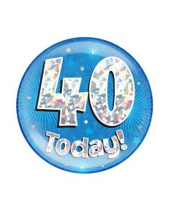 Age 40 Blue Holographic Jumbo Badge Oaktree