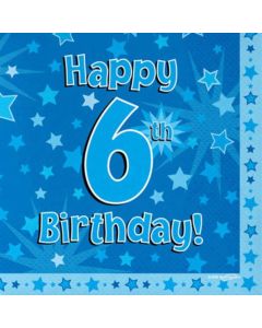 Age 6 Blue Napkins 16pk Oaktree