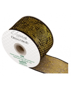 Eleganza Deco Mesh Metallic 63mm x 10m Black/Gold