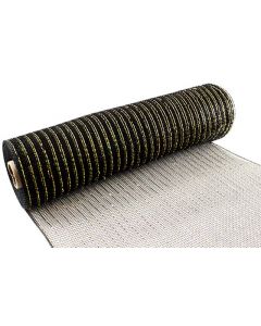 25cm x 9.1m (10yds) Metallic Black/Gold Deco Mesh Eleganza