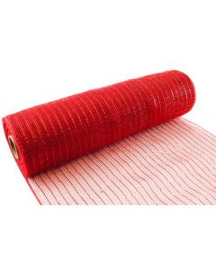 25cm x 9.1m (10yds) Metallic Red Deco Mesh Eleganza
