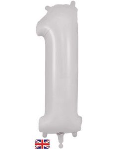 34" Matte White Number 1 Foil Balloon Oaktree