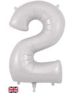 34" Matte White Number 2 Foil Balloon Oaktree