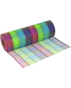 25cm x 9.1m (10yds) Colourful Check Deco Mesh Eleganza