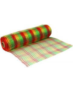 25cm x 9.1m (10yds) Metallic Red,Green & Gold Deco Mesh Eleganza