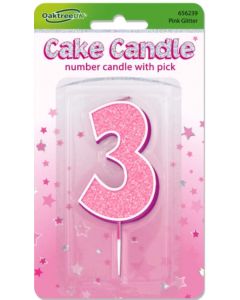 Glitter No.3 Candle Pink Oaktree