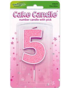 Glitter No.5 Candle Pink Oaktree