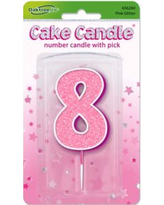 Glitter No.8 Candle Pink Oaktree