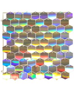 *NEW!* Clip Together Heaxagon Sequin Wall Panel 30cmx30cm Iridescent Silver Oaktree UK