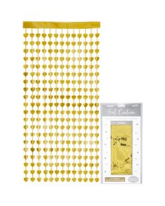 *NEW* Heart Foil Door Curtain 0.90m x 2.50m Metallic Gold Oaktree UK