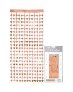 *NEW* Heart Foil Door Curtain 0.90m x 2.50m Metallic Rose Gold Oaktree UK