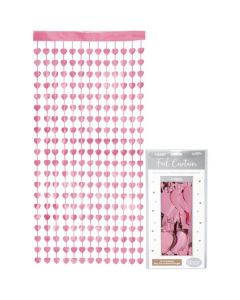 *NEW* Heart Foil Door Curtain 0.90m x 2.50m Metallic Light Pink Oaktree UK