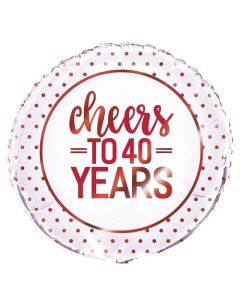 18" Packaged Red Cheers To 40 Foil Balloon Unique