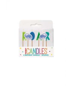 6 Dinosaur Pick Birthday Candles