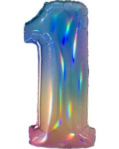 Number 1 Colourful Rainbow - Foil Balloon - 811RH-P