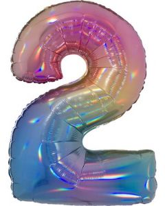 Number 2 Colourful Rainbow - Foil Balloon - 812RH-P