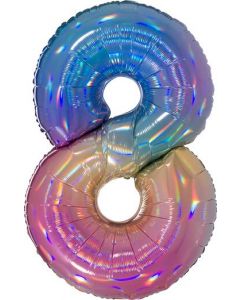 Number 8 Colourful Rainbow - Foil Balloon - 818RH-P